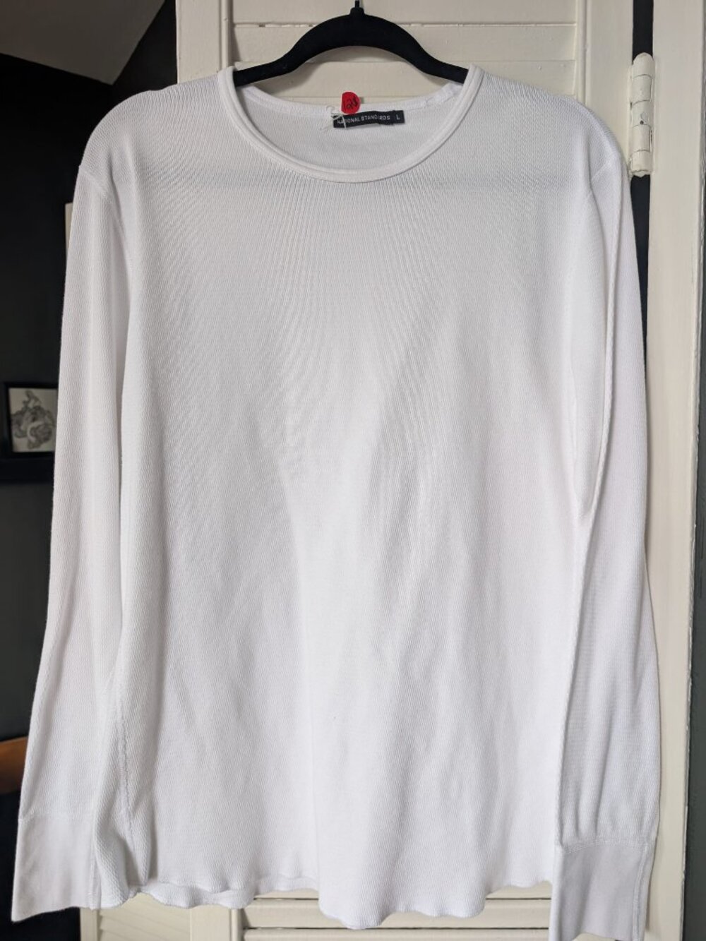 National Standards White Waffle Knit Thermal Long Sleeve Shirt Size L